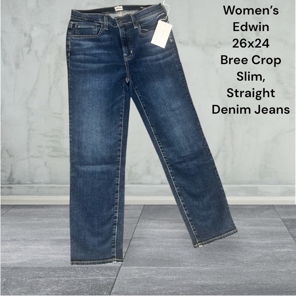 Edwin Denim - Edwin, 26x24, Bree Crop, Slim, Straight Denim Jeans. NWT @35